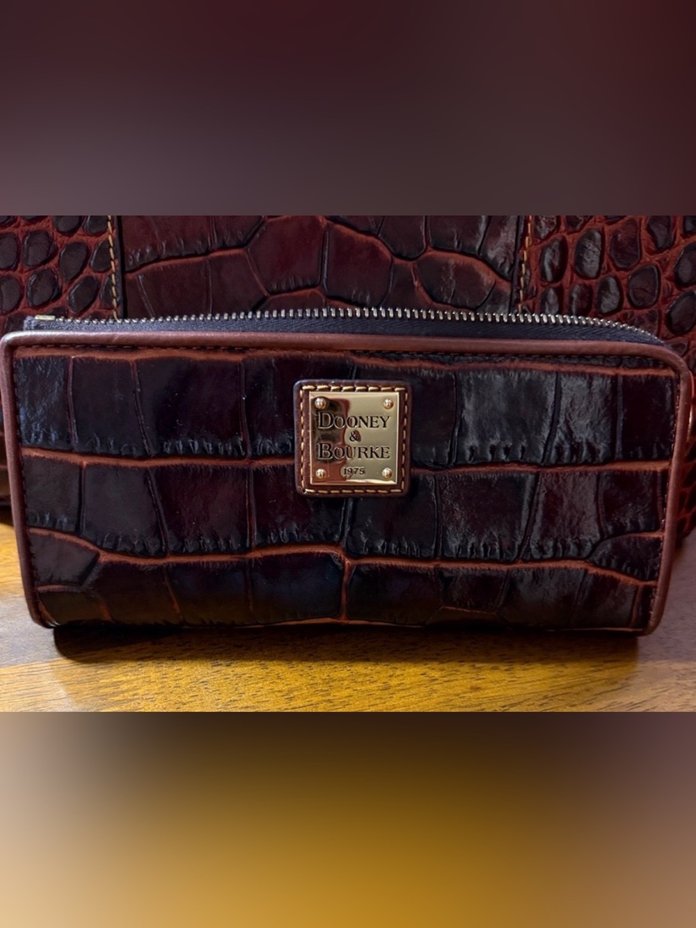 D&B Croc Print Brown Leather Wallet